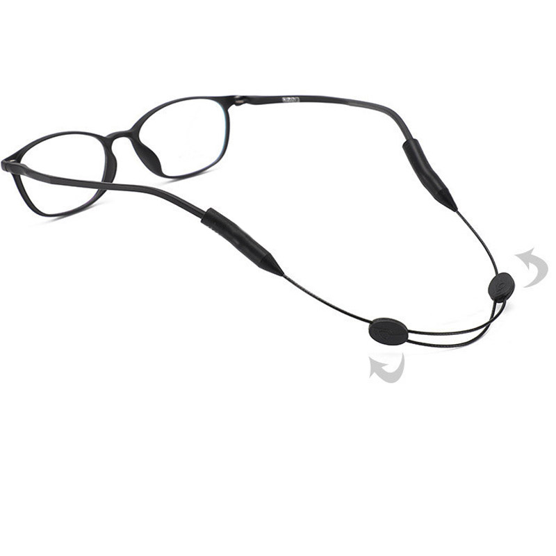Шнурок для окулярів з регулюванням 35 см, Колір силіконових завушників: Чорний, Размеры: 35 см