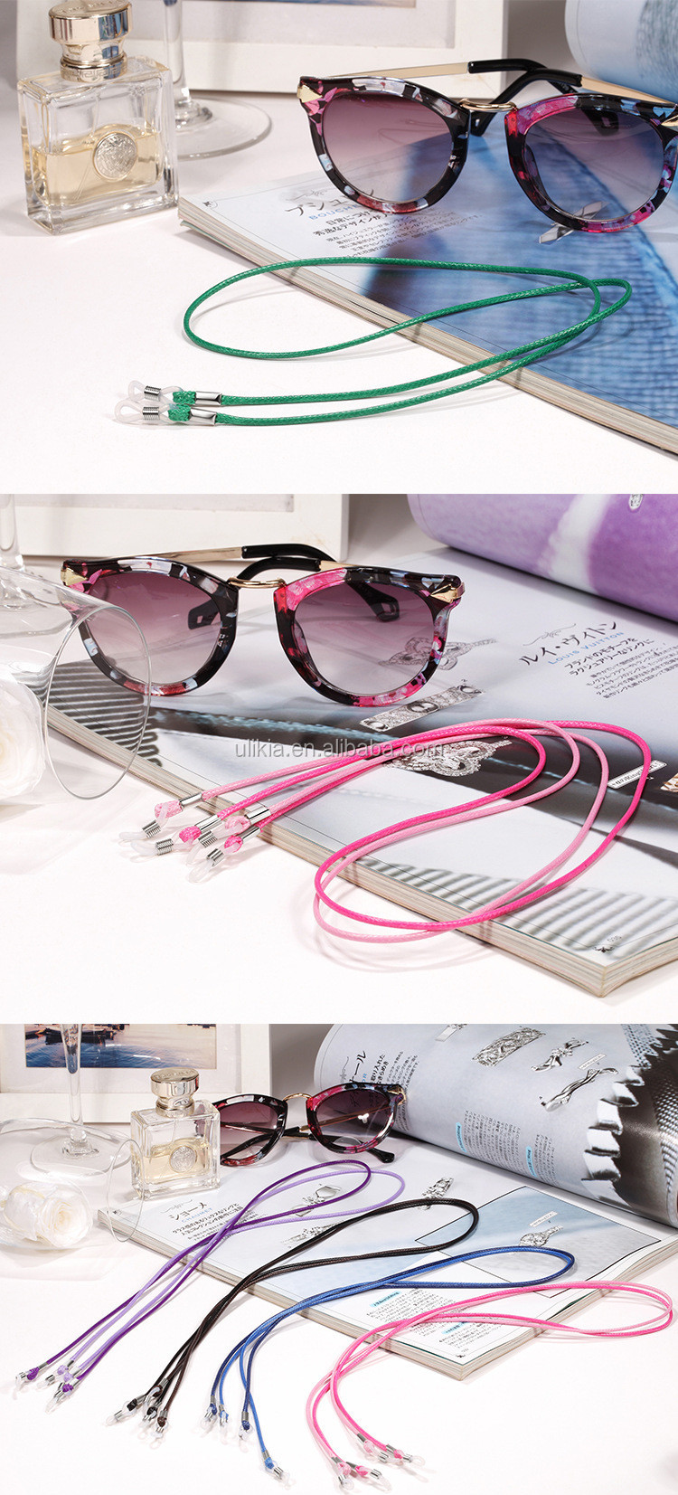 Шнурок для окулярів фіолетовий, Колір силіконових завушників: Фиолетовый, зображення 3