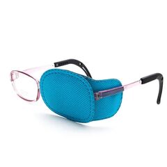 Детский окклюдер на очки для коррекции амблиопии и косоглазия (1 пара, синий), Цвет силиконовых заушников: Синий, изображение 2