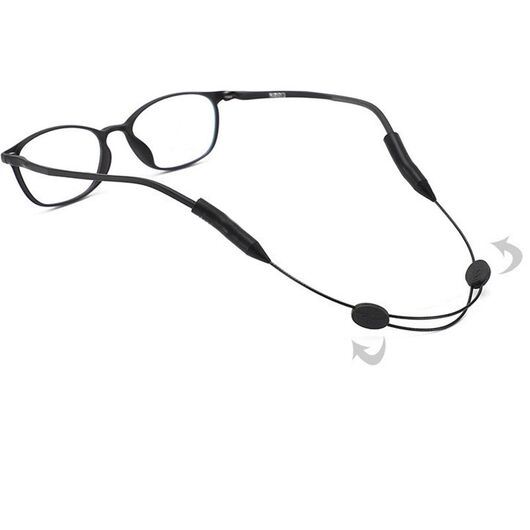 Шнурок для окулярів з регулюванням 30 см, Колір силіконових завушників: Чорний, Размеры: 30 см