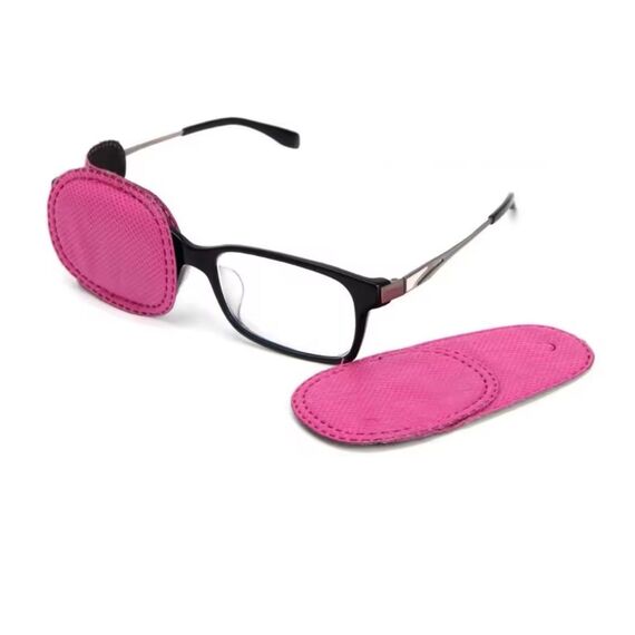 Детский окклюдер на очки для коррекции амблиопии и косоглазия (1 пара, розовый), Цвет силиконовых заушников: Розовый, изображение 3