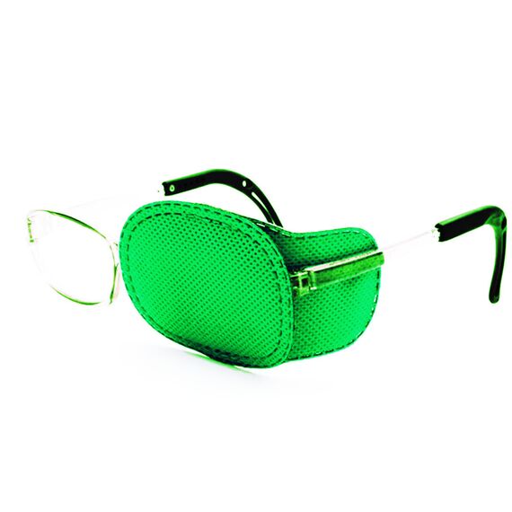 Детский окклюдер на очки из гипоаллергенного материала, зеленый, для коррекции зрения при амблиопии, Цвет силиконовых заушников: Зеленый, изображение 2