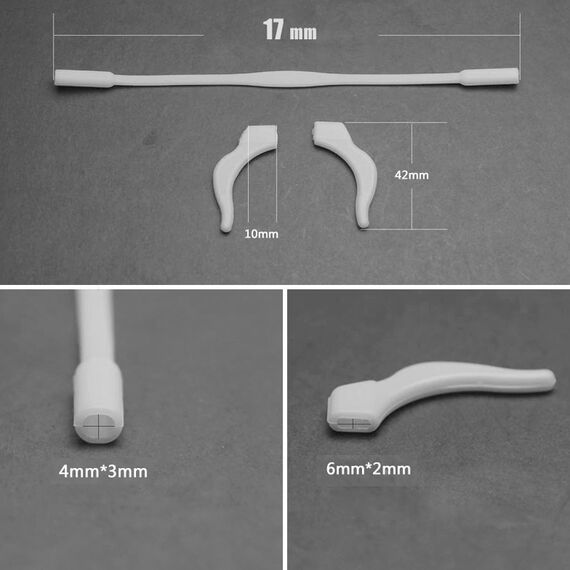 Набор - силиконовые заушники для детских очков, цветные (бело-матовый), Цвет силиконовых заушников: Бело-прозрачный, изображение 2