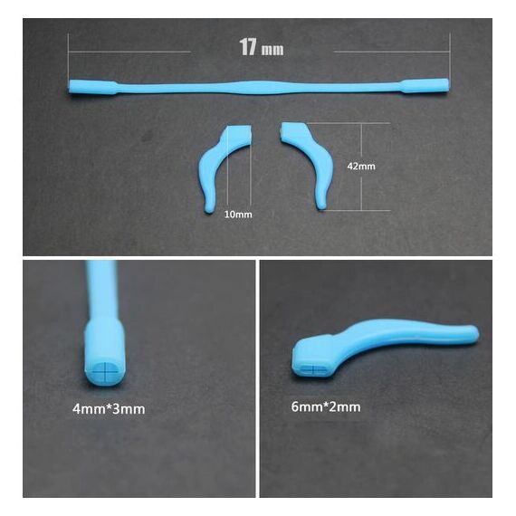 Набор - силиконовые заушники для детских очков, цветные (светло-голубой), Цвет силиконовых заушников: Светло-синий, изображение 2